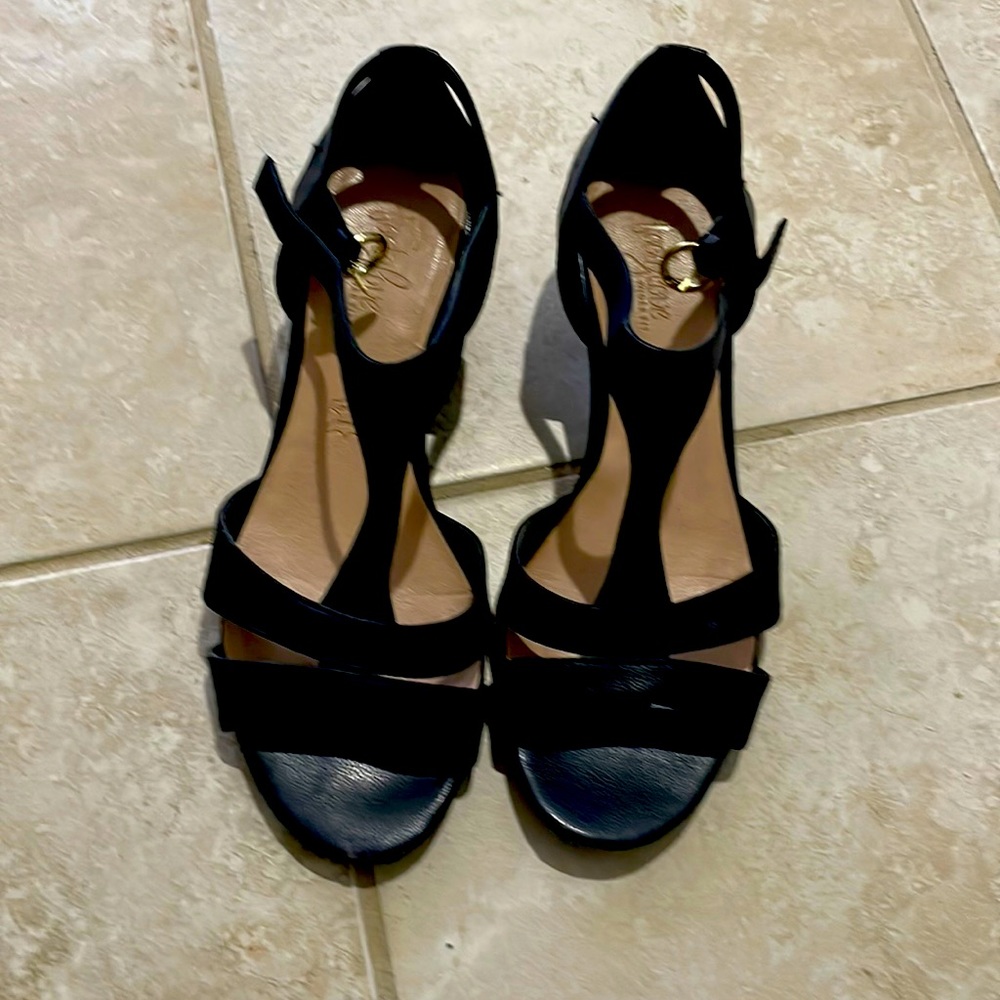Unique navy shoes.